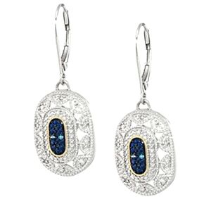 NEW! ELEGANT SILVER & SAPPHIRE DROP EARRINGS